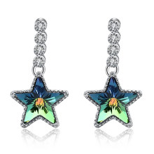 925 Sterling Silver Star Shaped Crystal Pendant Earrings